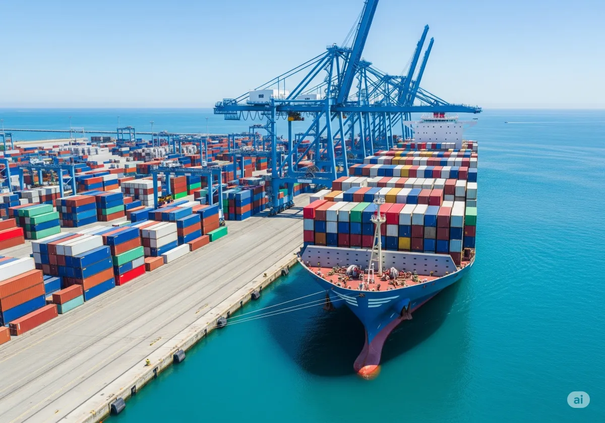 Container ships and sea freight handling